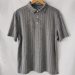 Men's Size Medium Nat Nast Luxury Originals Gray Striped Polo Country Club Golf